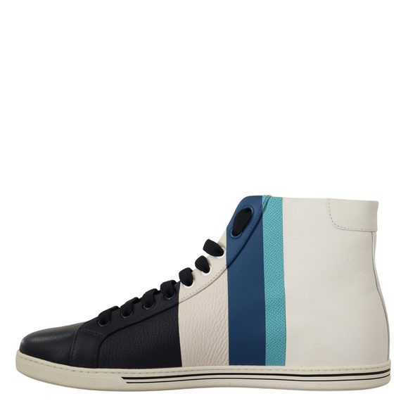 Dolce & Gabbana Blue White Leather High Top Sneakers - Picture 4 of 6